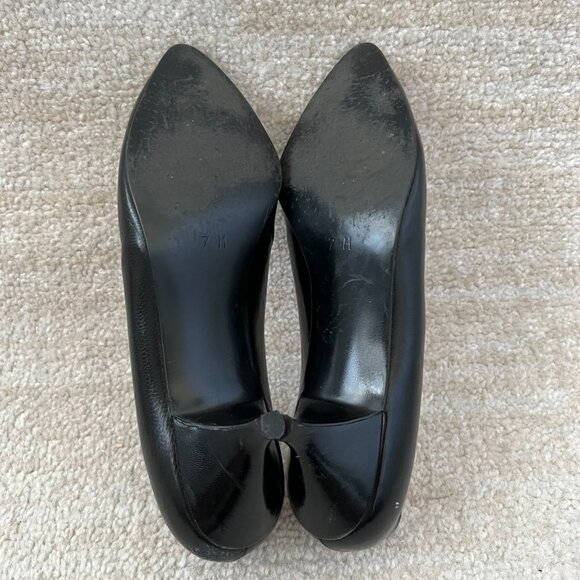 Vintage Jazz Black Leather Kitten Heel Shoes 7 Made in Spain - Picture 8 of 11
